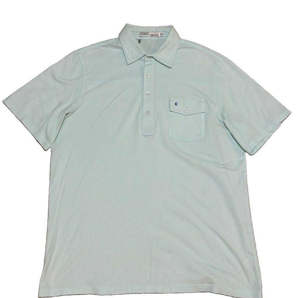 Criquet Men's Large Light Aqua Blue Short Sleeve Shirt Stretch Pocket Comfort